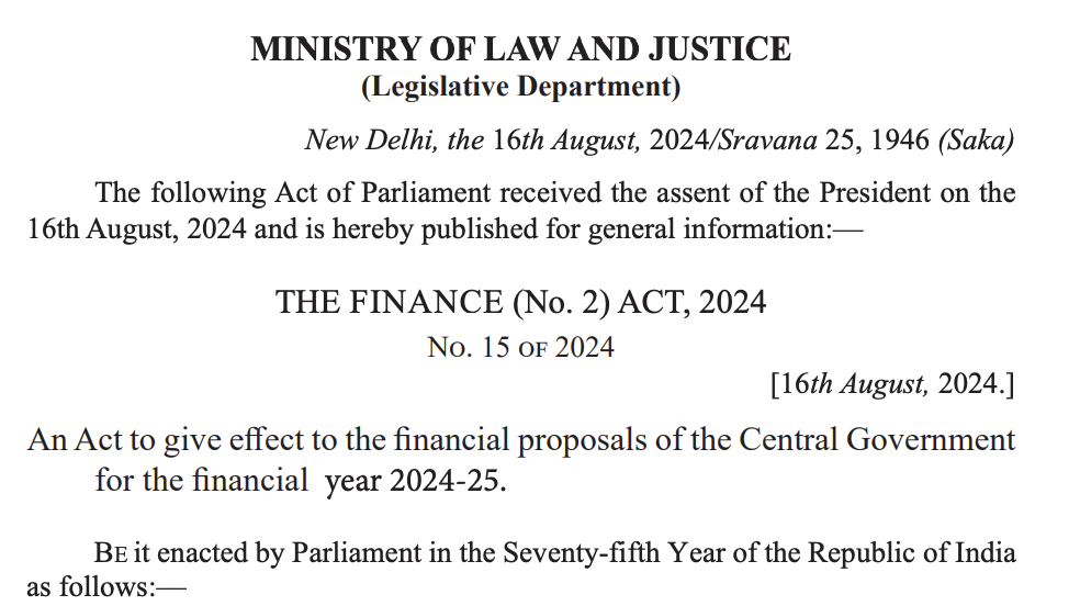 Finance Act (No.2) 2024 Notified | Download Finance Act (No.2) 2024