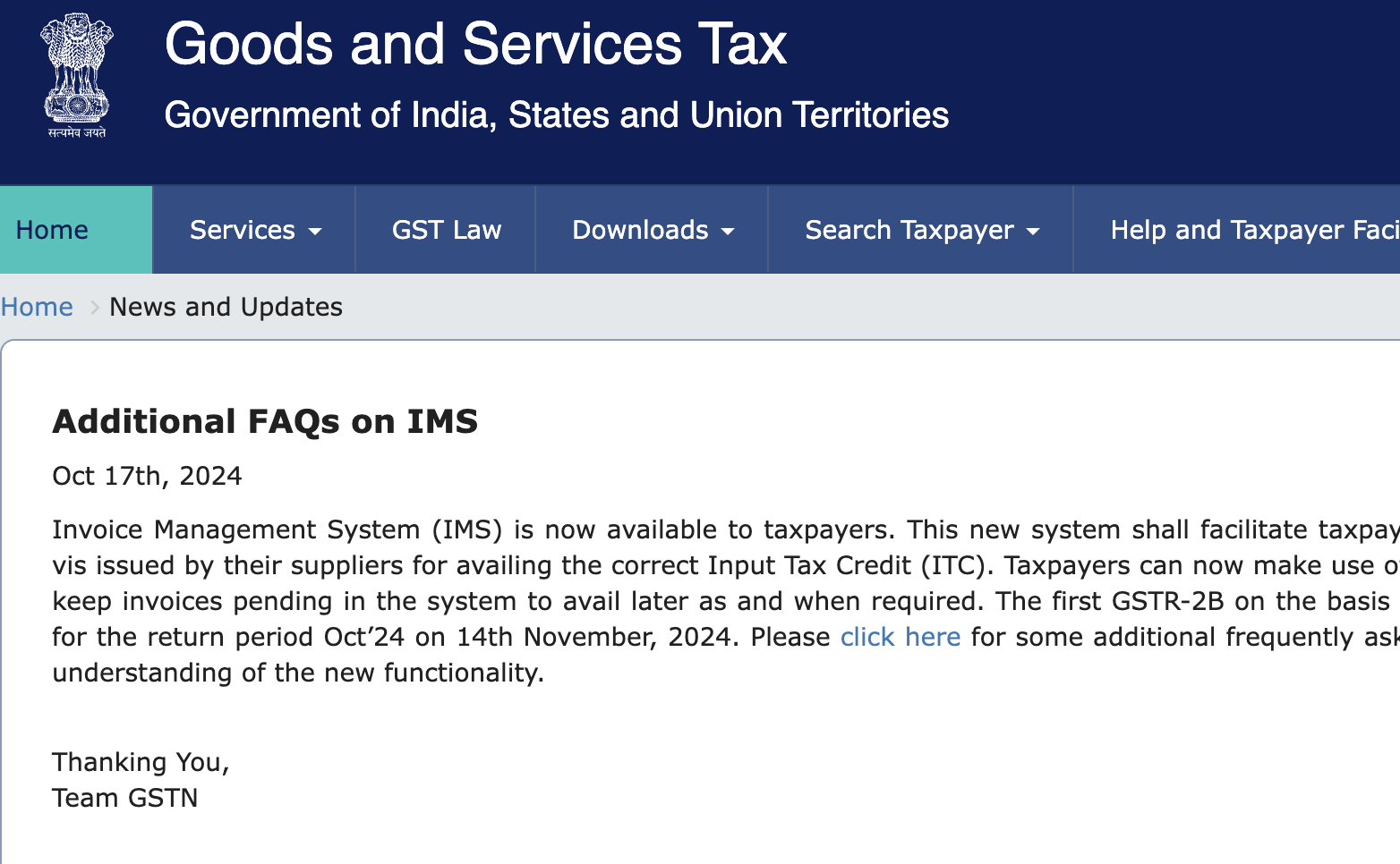 Invoice Management System (IMS) Now Live: Additional FAQs for Seamless ITC Claims by GST Portal